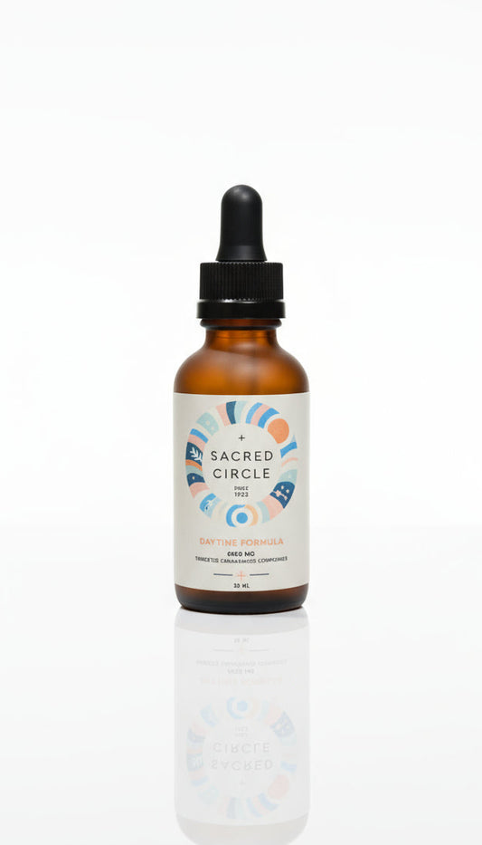 Bottle of Sacred Circle product on a white background